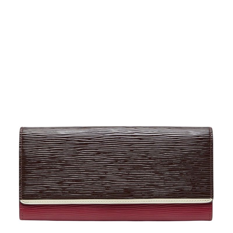 Louis Vuitton Epi Portefeuille Flor Wallet Wine Red Multicolor Patent Leather