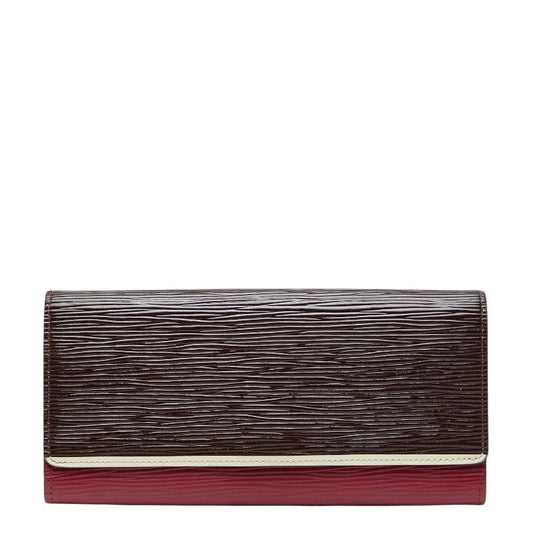 Louis Vuitton Epi Portefeuille Flor Wallet Wine Red Multicolor Patent Leather