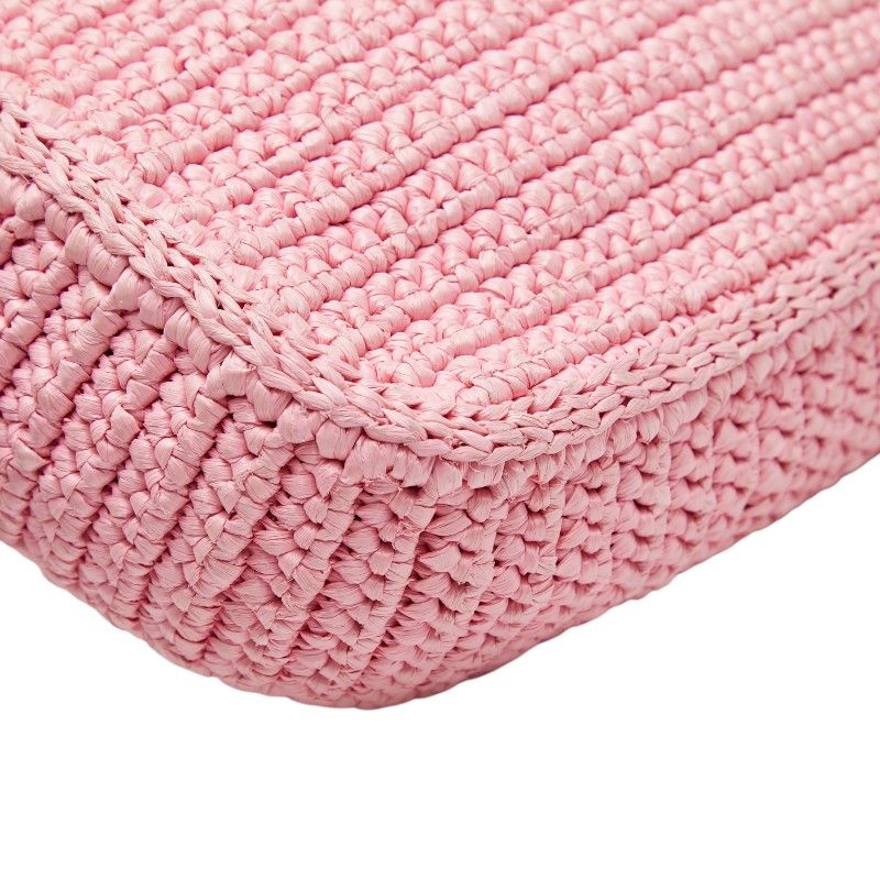 Prada Re Edition Chain Shoulder Bag Pink Raffia Leather — view 8