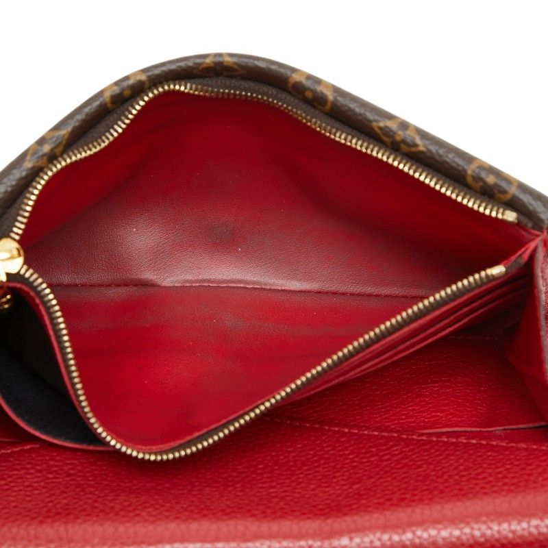 Louis Vuitton Monogram Portefeuille Double Wallet Red Brown Leather — view 8