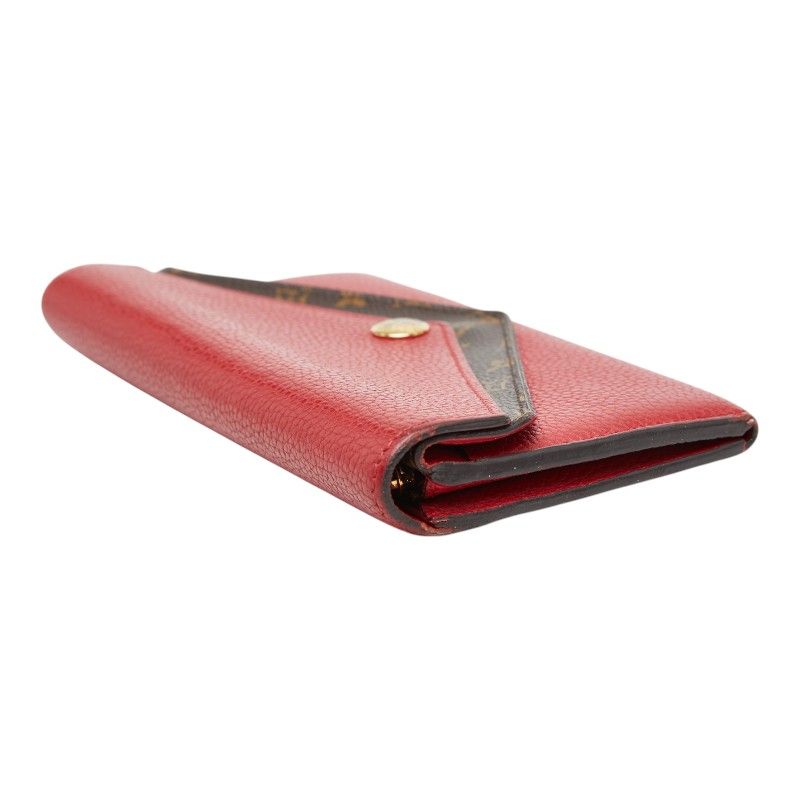 Louis Vuitton Monogram Portefeuille Double Wallet Red Brown Leather — view 6