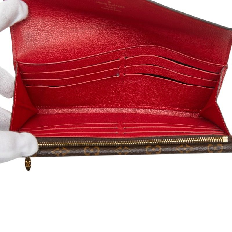 Louis Vuitton Monogram Portefeuille Double Wallet Red Brown Leather — view 9