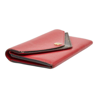 Louis Vuitton Monogram Portefeuille Double Wallet Red Brown Leather — view 5