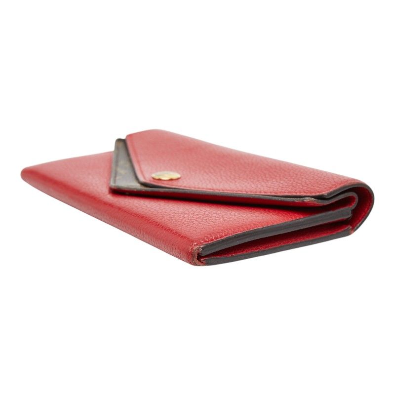 Louis Vuitton Monogram Portefeuille Double Wallet Red Brown Leather — view 4