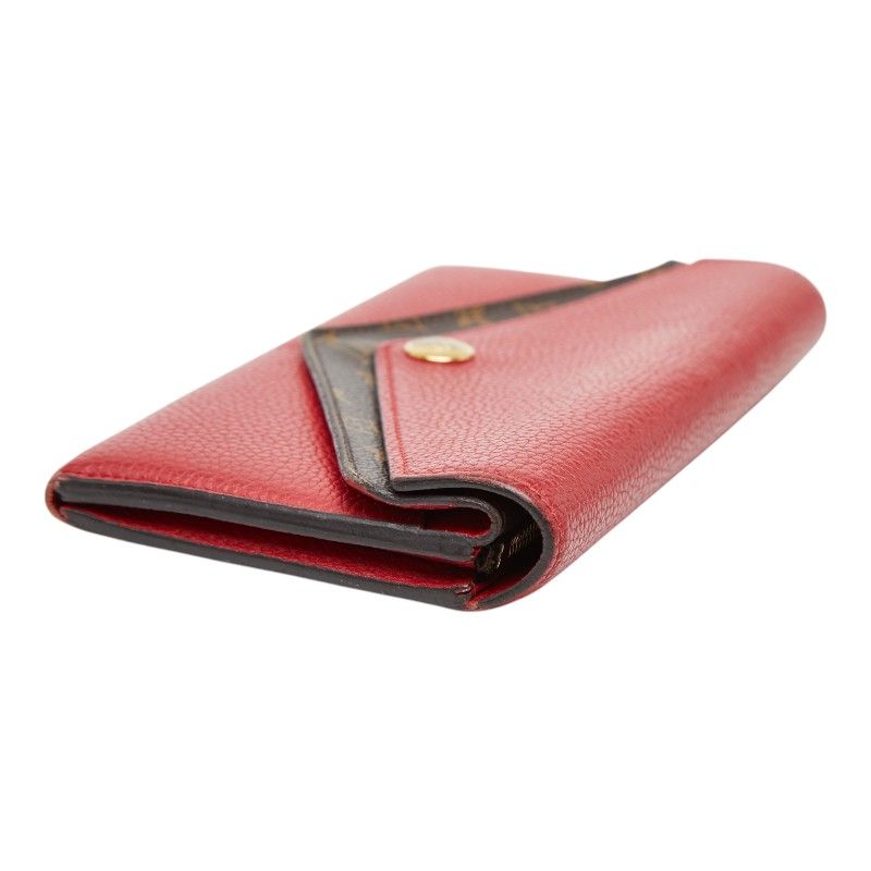 Louis Vuitton Monogram Portefeuille Double Wallet Red Brown Leather — view 7