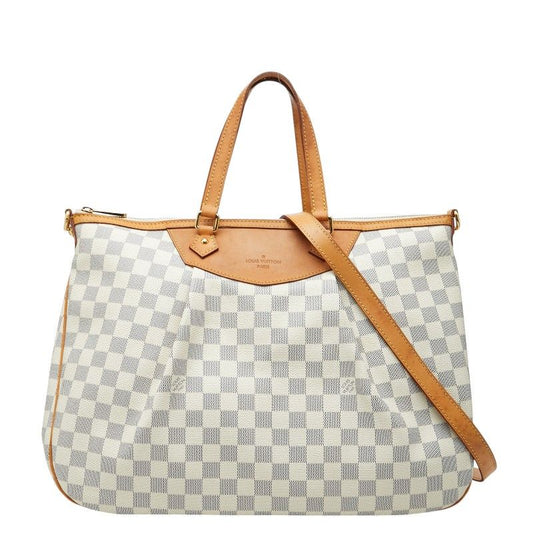 Louis Vuitton Damier Syracuse GM Tote Shoulder Bag 2-Way White Leather
