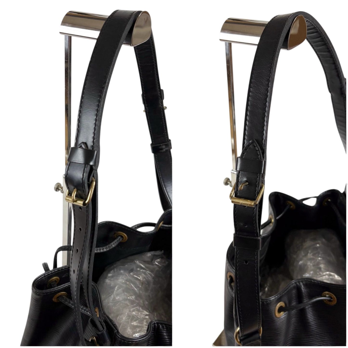 Louis Vuitton Petit Noe Drawstring Shoulder Bag Epi Leather Black Noir — view 8