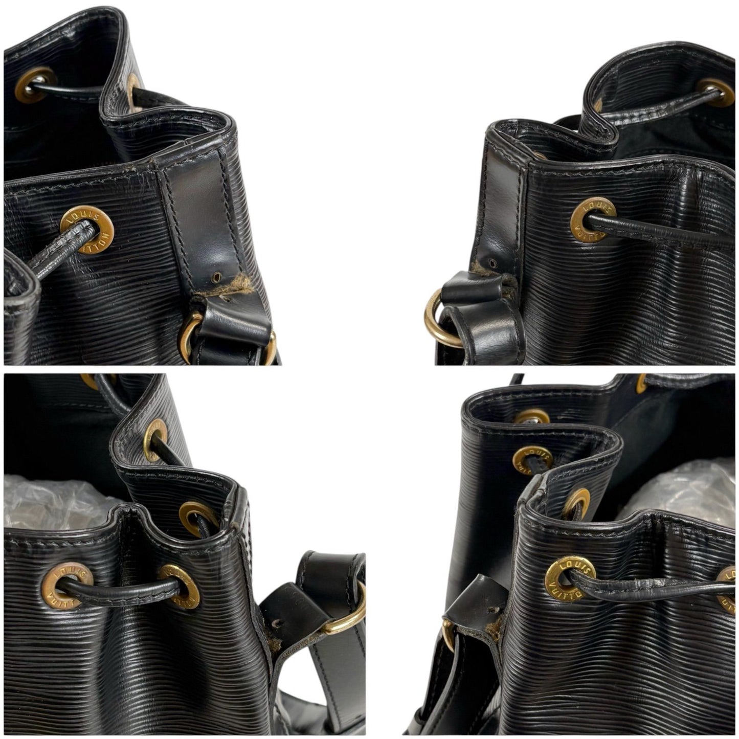 Louis Vuitton Petit Noe Drawstring Shoulder Bag Epi Leather Black Noir — view 5