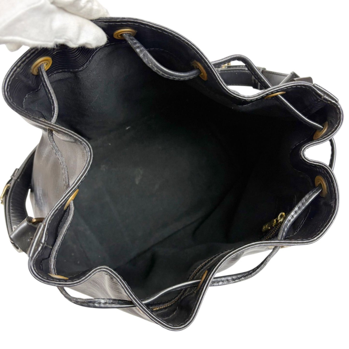Louis Vuitton Petit Noe Drawstring Shoulder Bag Epi Leather Black Noir — view 9