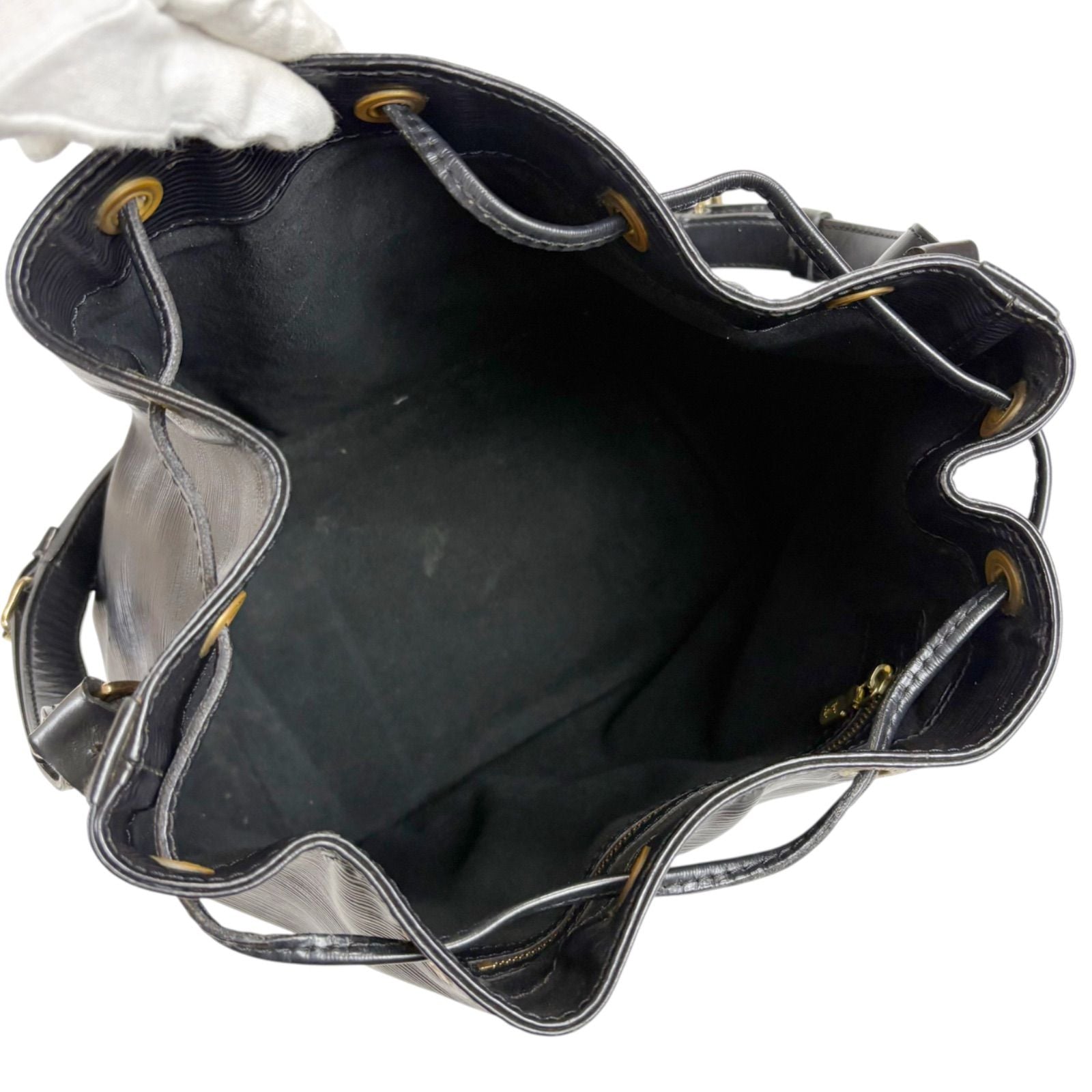 Louis Vuitton Petit Noe Drawstring Shoulder Bag Epi Leather Black Noir — view 9