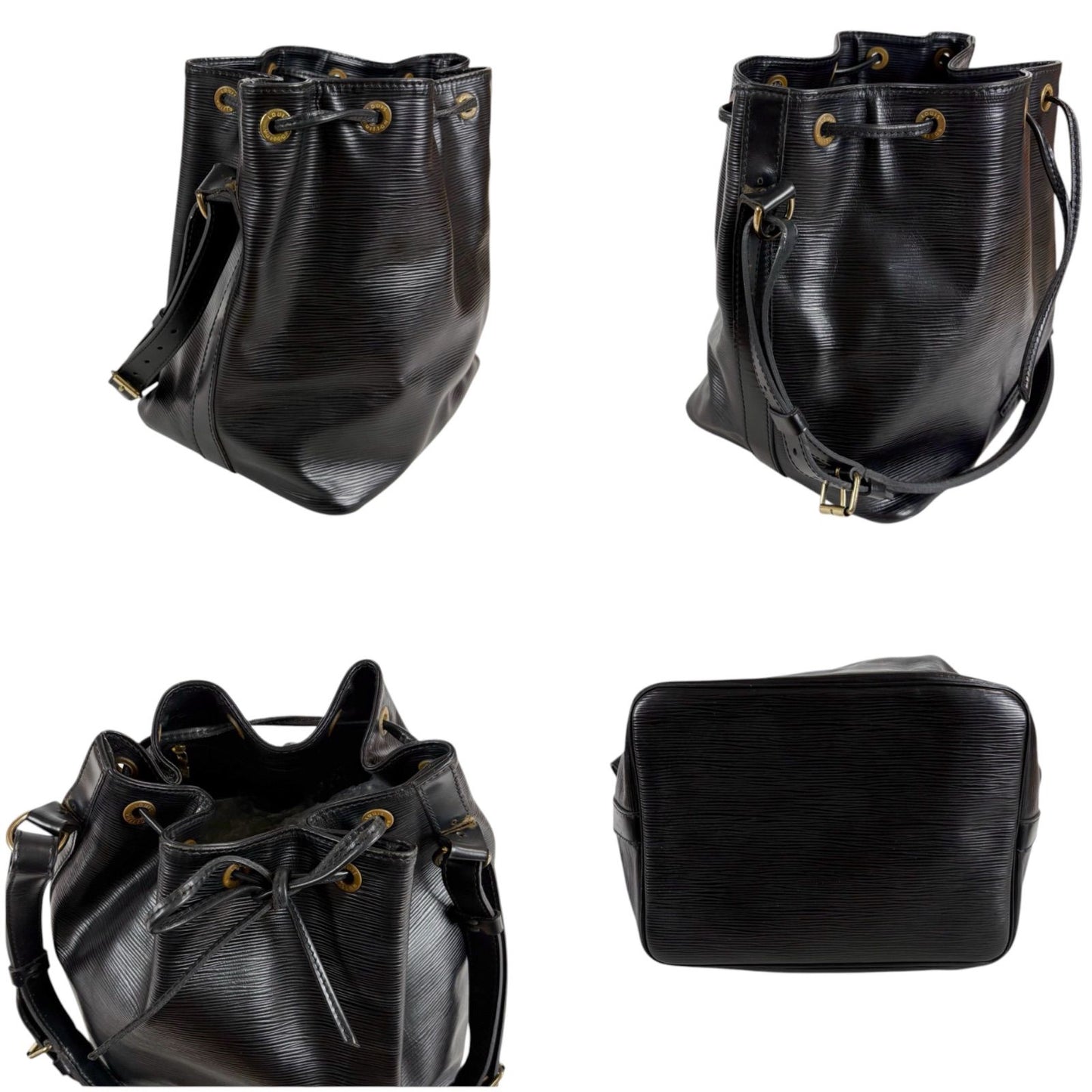 Louis Vuitton Petit Noe Drawstring Shoulder Bag Epi Leather Black Noir — view 4