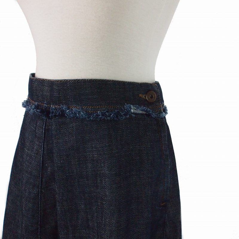 Max Mara Weekend Line Fringe Flare Denim Long Skirt 38 Indigo — view 4