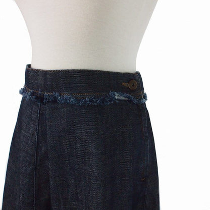 Max Mara Weekend Line Fringe Flare Denim Long Skirt 38 Indigo — view 4