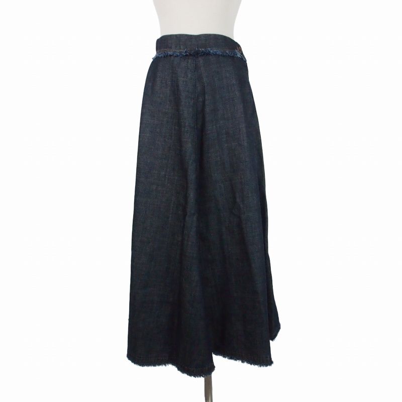 Max Mara Weekend Line Fringe Flare Denim Long Skirt 38 Indigo