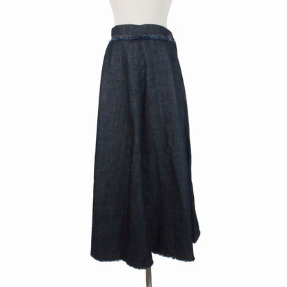 Max Mara Weekend Line Fringe Flare Denim Long Skirt 38 Indigo
