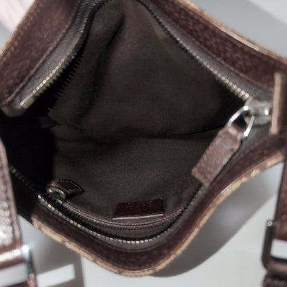 Gucci GG Canvas Shoulder Bag Crossbody Cross Brown — view 9