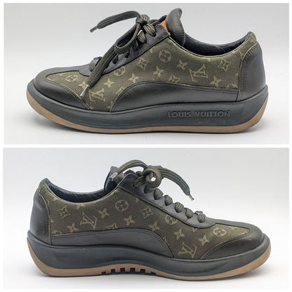 Louis Vuitton Sneakers Monogram Mini Canvas Leather Khaki Logo Shoes — view 2