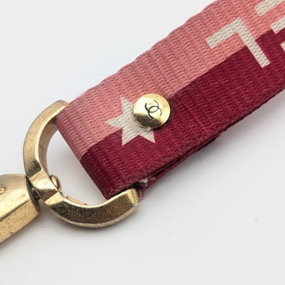 Chanel CC Logo Gold Pink Neck Strap Necklace — view 3