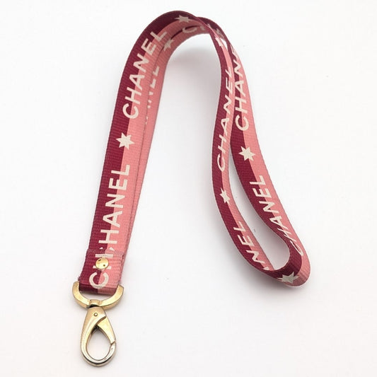 Chanel CC Logo Gold Pink Neck Strap Necklace