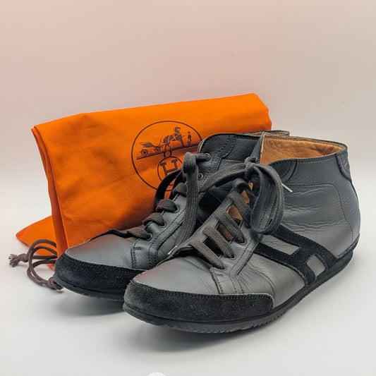 Hermes Quick Sneakers Suede Leather Black Shoes