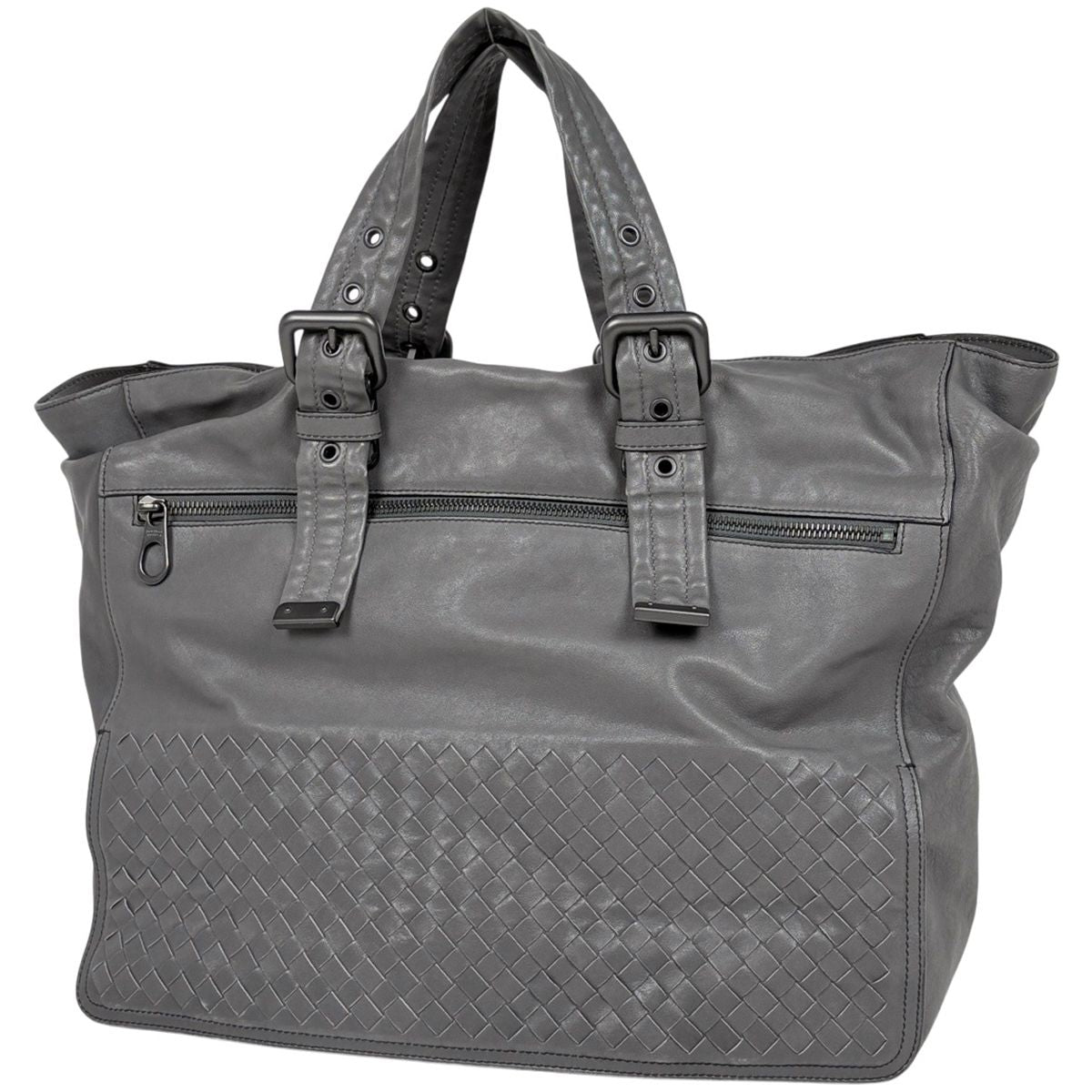 Bottega Veneta Intrecciato Tote Leather Gray
