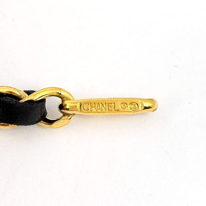 Chanel CC Logo Chain Belt Leather Gold Black — view 5