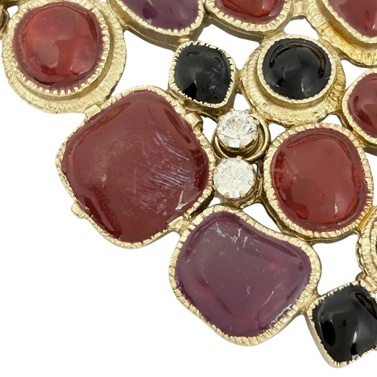 Chanel CC Logo Color Stone Necklace Rhinestone Gold Multicolor — view 4