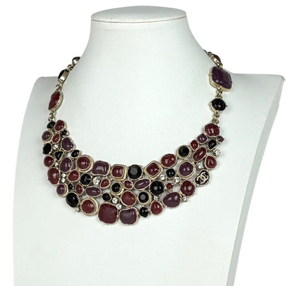 Chanel CC Logo Color Stone Necklace Rhinestone Gold Multicolor — view 7