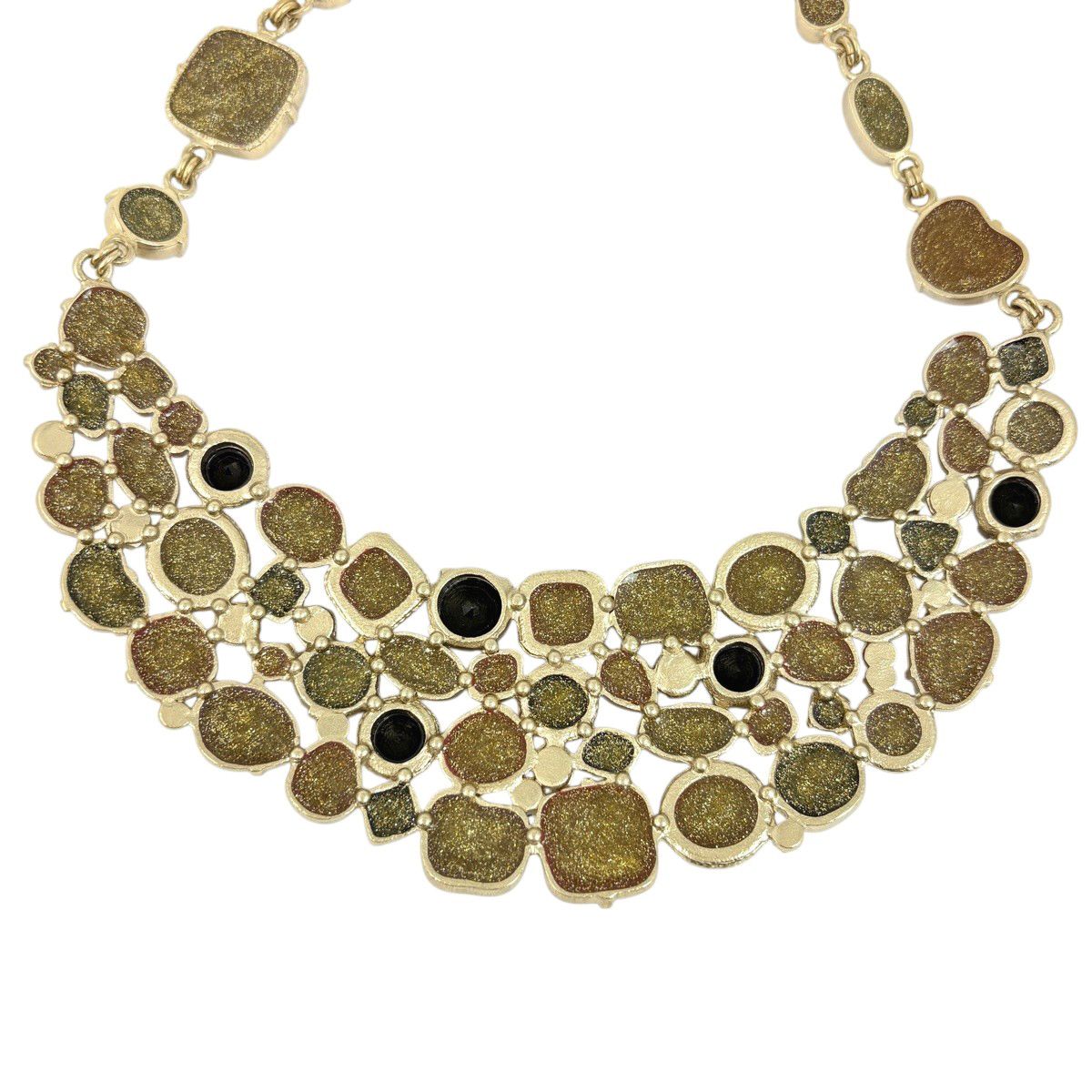 Chanel CC Logo Color Stone Necklace Rhinestone Gold Multicolor — view 2
