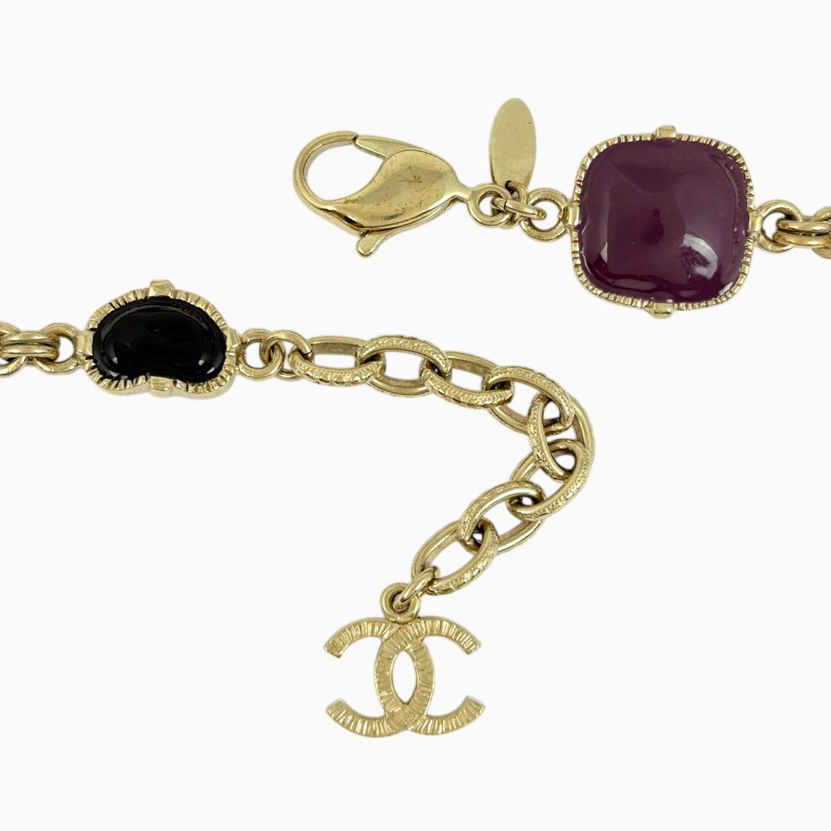 Chanel CC Logo Color Stone Necklace Rhinestone Gold Multicolor — view 3