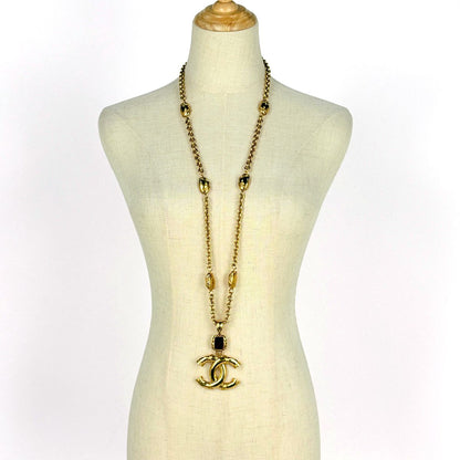 Chanel CC Logo Color Stone Necklace Gripoix Long Gold Plated — view 7