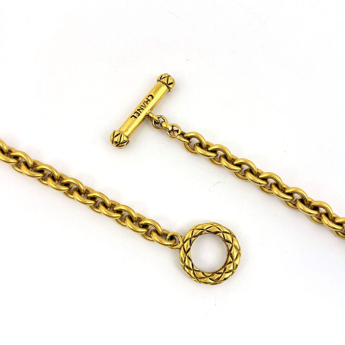 Chanel CC Logo Color Stone Necklace Gripoix Long Gold Plated — view 3