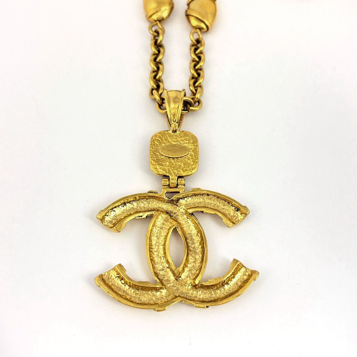 Chanel CC Logo Color Stone Necklace Gripoix Long Gold Plated — view 2