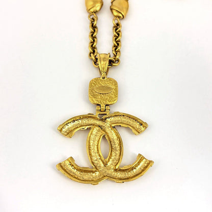 Chanel CC Logo Color Stone Necklace Gripoix Long Gold Plated — view 2