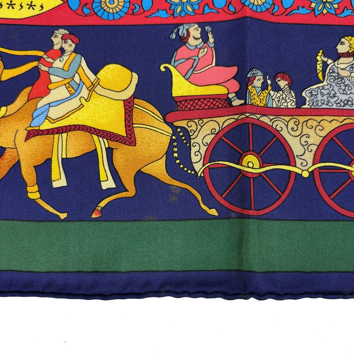 Hermes Carre 90 Fantaisies Indiennes Dazzling India Scarf Silk Green Multicolor — view 4