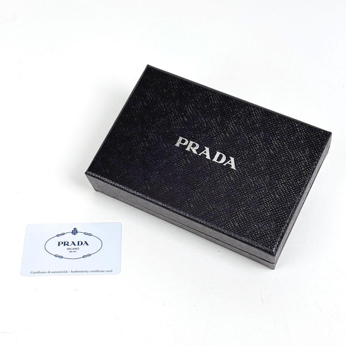 Prada Logo Bifold Wallet L-shaped Zipper Saffiano Leather Navy — view 8