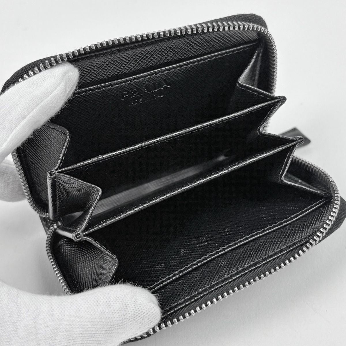 Prada Zip Around Coin Case 2-Way Saffiano Leather Nero — view 5
