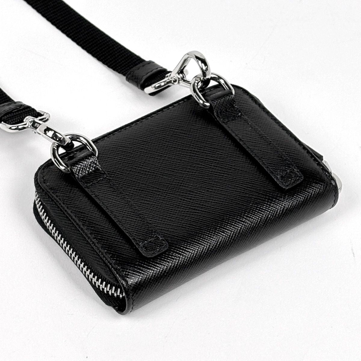 Prada Zip Around Coin Case 2-Way Saffiano Leather Nero — view 2