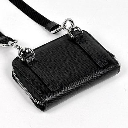 Prada Zip Around Coin Case 2-Way Saffiano Leather Nero — view 2