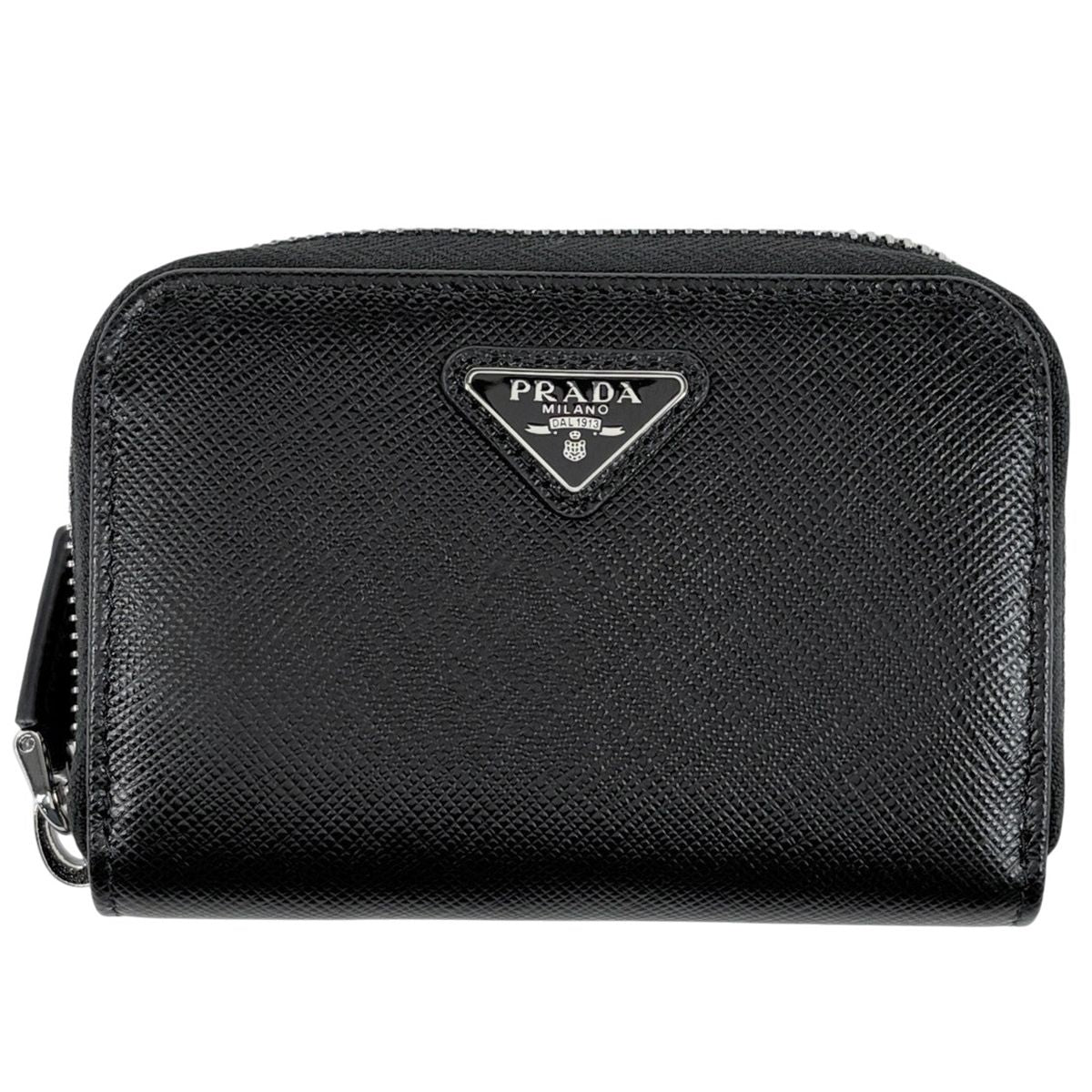 Prada Zip Around Coin Case 2-Way Saffiano Leather Nero