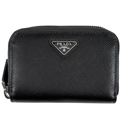 Prada Zip Around Coin Case 2-Way Saffiano Leather Nero