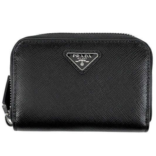 Prada Zip Around Coin Case 2-Way Saffiano Leather Nero