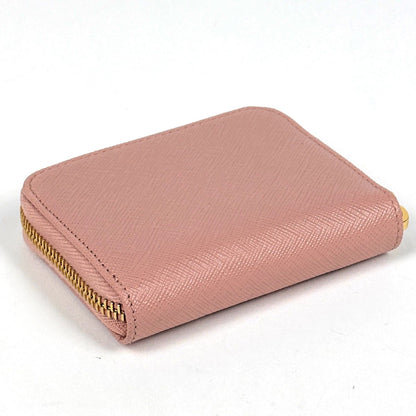 Prada Logo Zip Around Coin Case Saffiano Leather Pink 1 mm — view 2