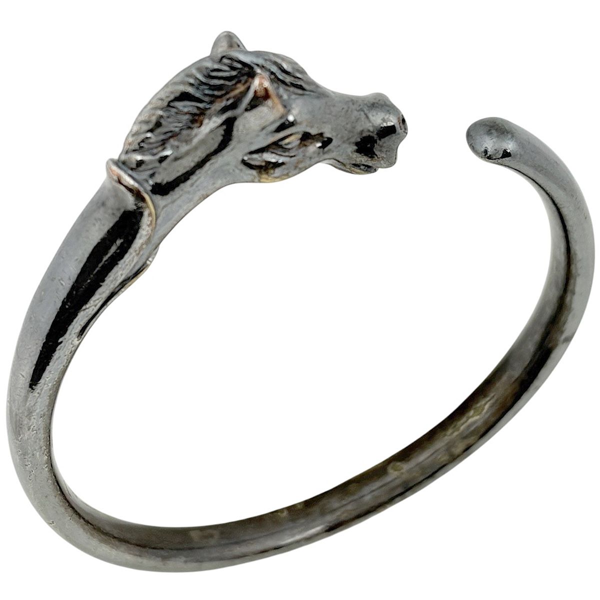 Hermes Chevalhos Bangle Horse Metal Silver Bracelet