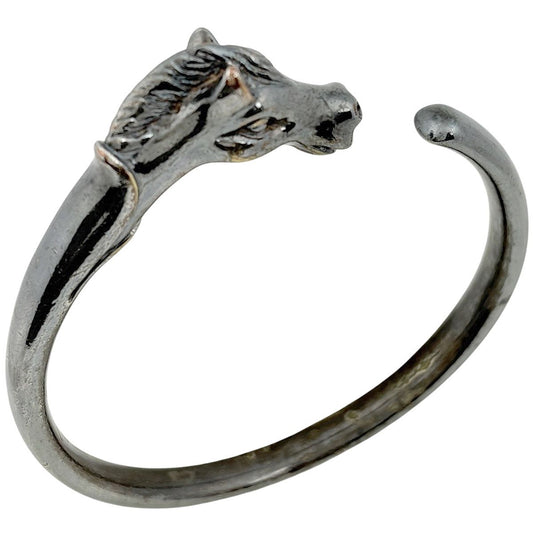 Hermes Chevalhos Bangle Horse Metal Silver Bracelet