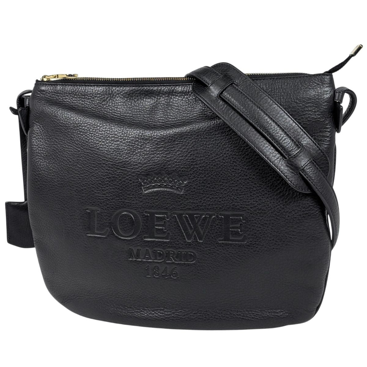 Loewe Logo Shoulder Bag Leather Black