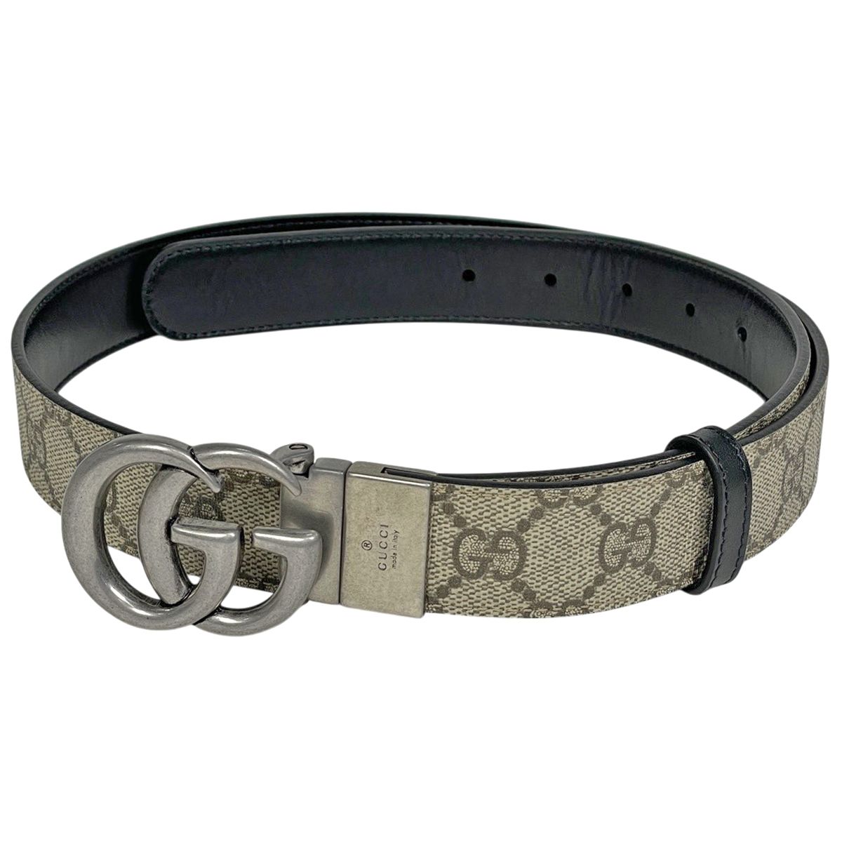 Gucci GG Marmont Reversible Belt Double Leather Beige Black