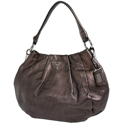 Prada Logo Shoulder Bag Leather Blanc