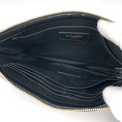 Saint Laurent Logo Shoulder Bag Fringe Leather Black — view 6