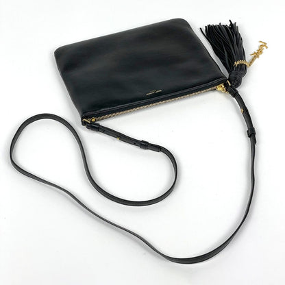 Saint Laurent Logo Shoulder Bag Fringe Leather Black — view 5